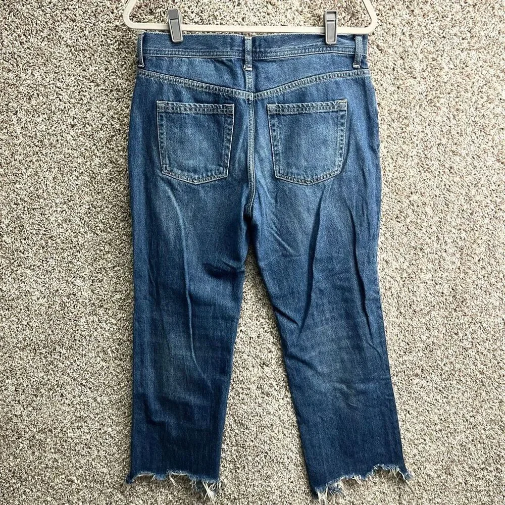 We The Free Jeans Women’s 29 Maggie Mid-Rise Straight-Leg‎ Button Fly Distressed